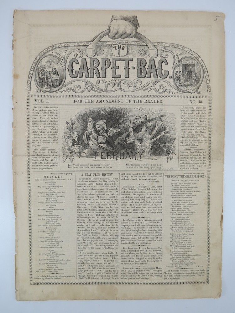 THE CARPET-BAG WEEKLY (NEWSPAPER/MAGAZINE) , VOLUME I. NO. 45. FEBRUARY 7, 1852