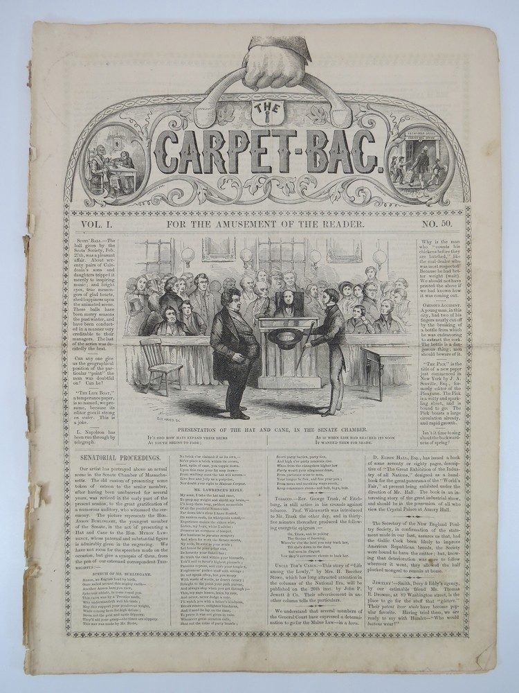 THE CARPET-BAG WEEKLY (NEWSPAPER/MAGAZINE) , VOLUME I. NO. 50. MARCH 14, 1852