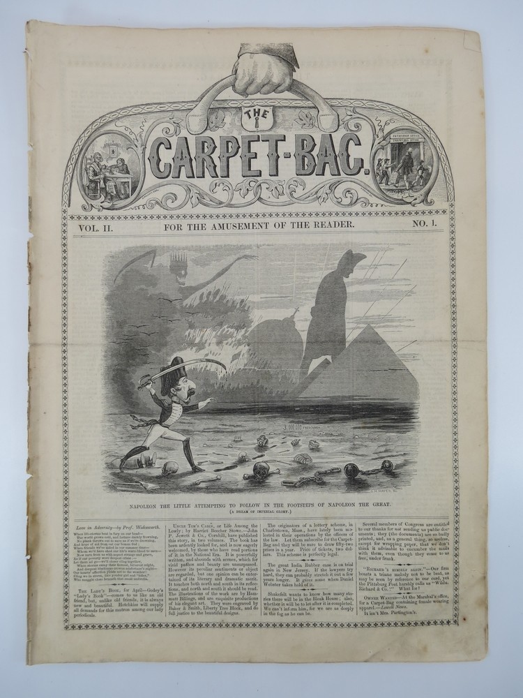 Image for THE CARPET-BAG WEEKLY (NEWSPAPER/MAGAZINE) , VOLUME II. NO. 1. APRIL 3, 1852 THE CARPET-BAG WEEKLY (NEWSPAPER/MAGAZINE) , VOLUME II. NO. 1. APRIL 3, 1852