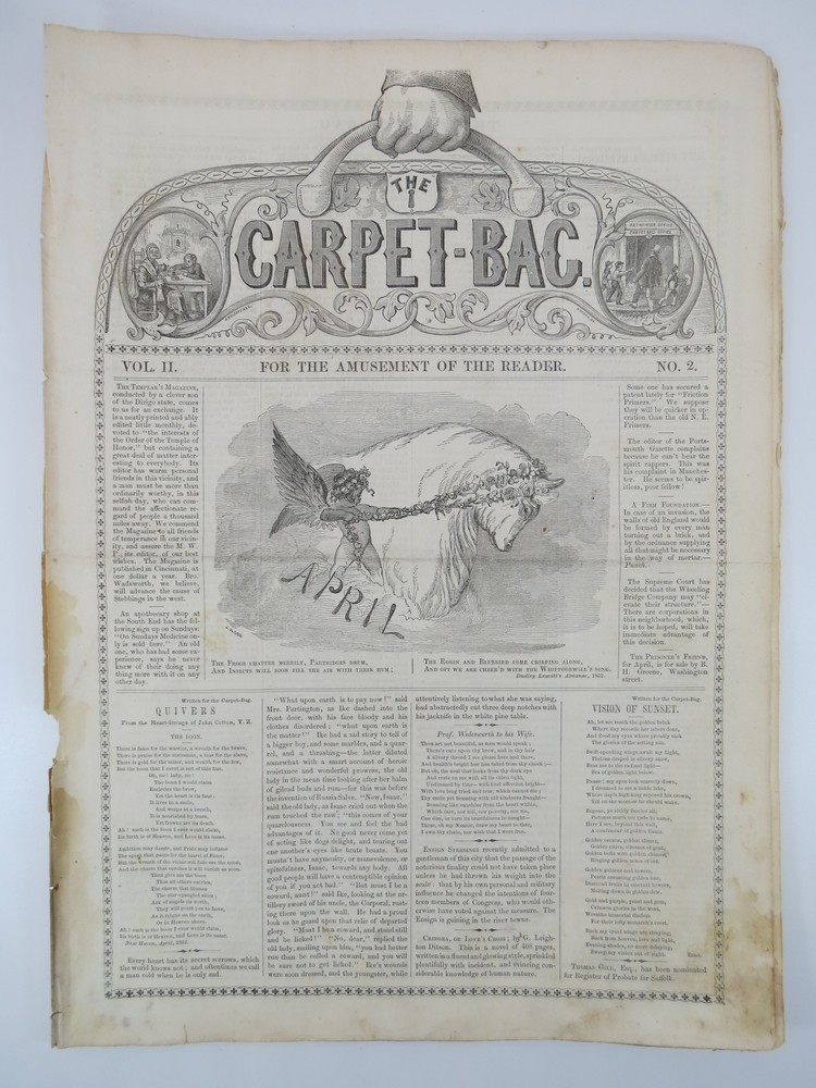 Image for THE CARPET-BAG WEEKLY (NEWSPAPER/MAGAZINE) , VOLUME II. NO. 2. APRIL 10, 1852 THE CARPET-BAG WEEKLY (NEWSPAPER/MAGAZINE) , VOLUME II. NO. 2. APRIL 10, 1852