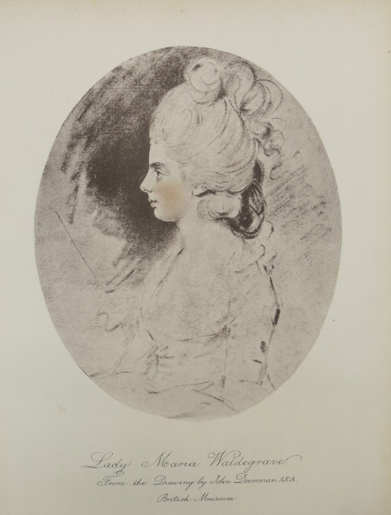 ANTIQUE 1885 LITHOGRAPH LADY MARIA WALDEGRAVE BY JOHN DOWNMAN