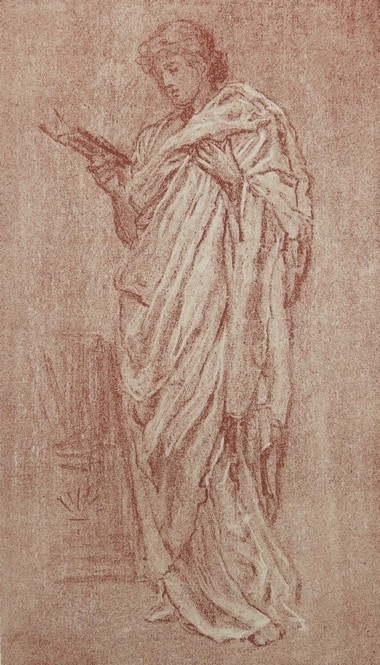 ANTIQUE 1885 LITHOGRAPH STUDY OF DRAPERY BY ALBERT JOSEPH MOORE