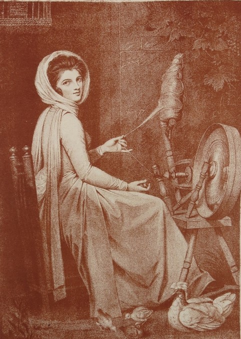ANTIQUE 1885 LITHOGRAPH LADY HAMILTON THE SPINSTRESS BY THOMAS CHEESMAN & ROMNEY