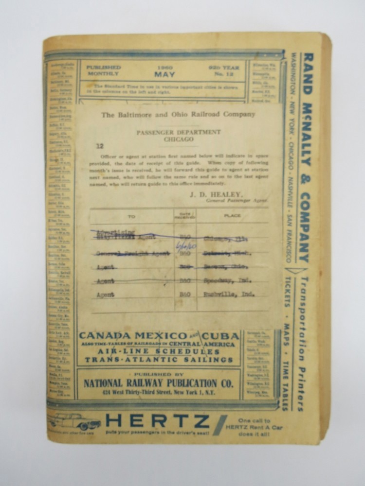 THE OFFICIAL GUIDE OF THE RAILWAYS AND STEAM NAVIGATION LINES OF THE UNITED STATES, PORTO RICO, CANADA, MEXICO AND CUBA, ALSO TIME-TABLES OF RAILROADS IN CENTRAL AMERICA, AIRLINE SCHEDULES, TRANS-ATLANTIC SAILINGS (MAY, 1960)