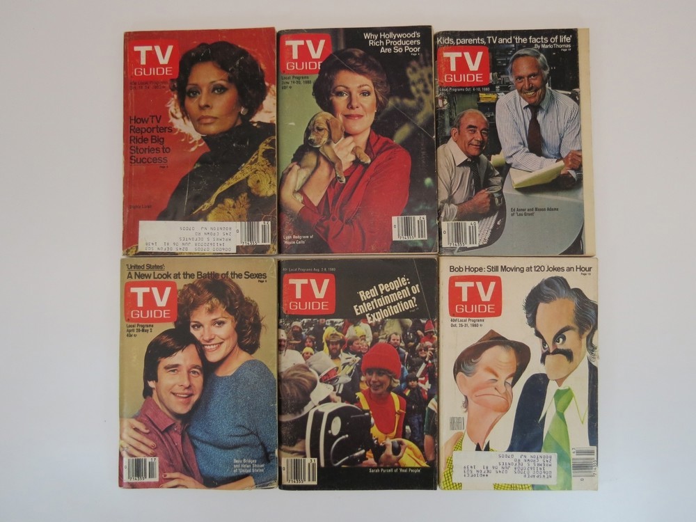 6 TV GUIDES FROM 1980