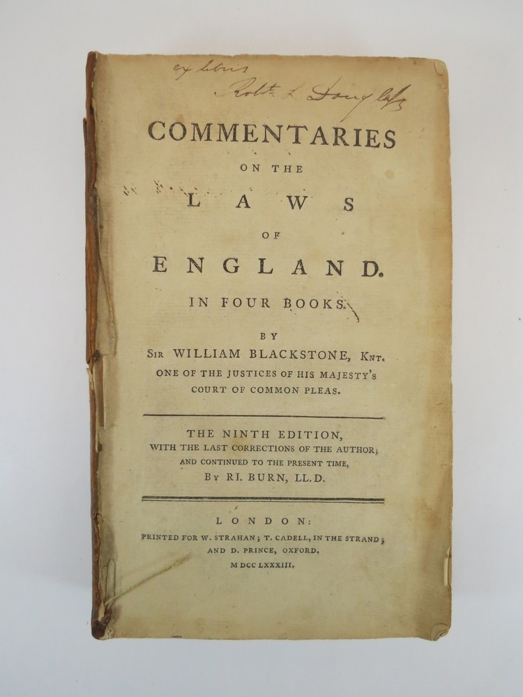 COMMENTARIES ON THE LAWS OF ENGLAND (BOOK THE FIRST)