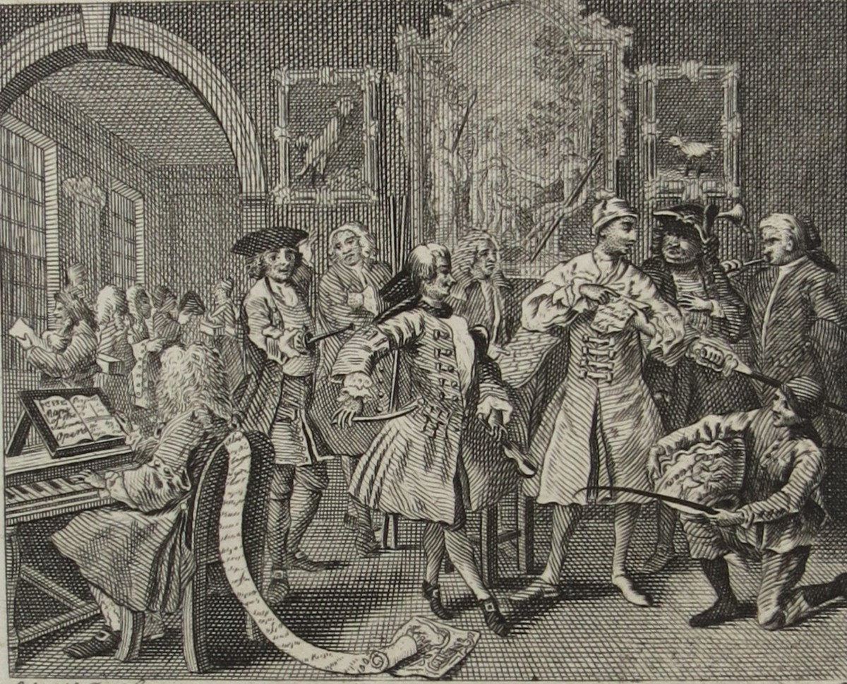 WILLIAM HOGARTH ANTIQUE 1791 COPPER PLATE ENGRAVING RAKE'S PROGRESS PLATE 2 THE LEVE