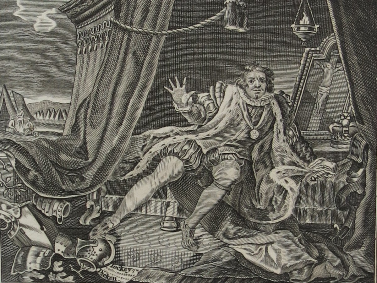 WILLIAM HOGARTH ANTIQUE 1791 COPPER PLATE ENGRAVING MR GARRICK IN THE CHARACTER OF RICHARD THE 3RD