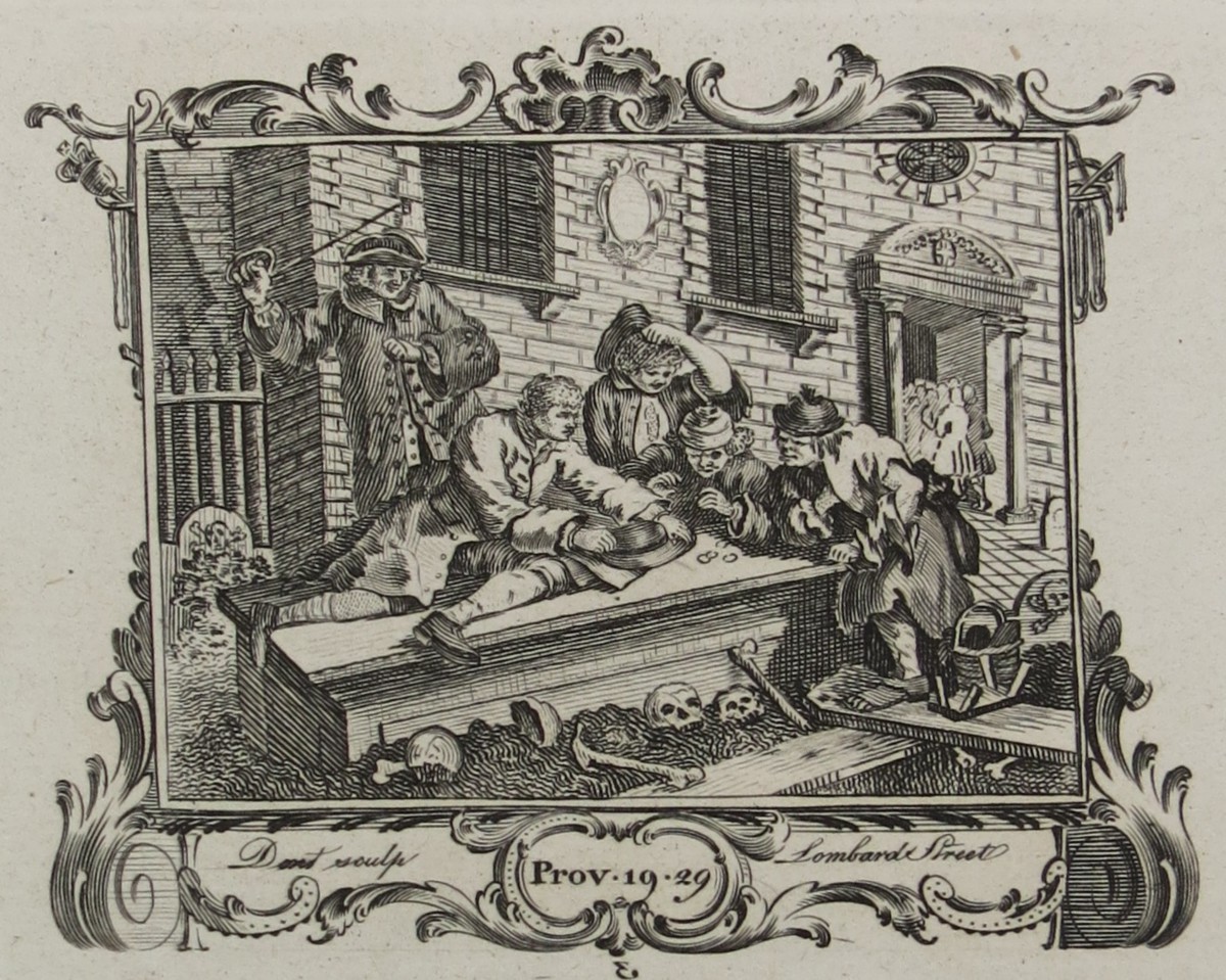 WILLIAM HOGARTH ANTIQUE 1791 COPPER PLATE ENGRAVING INDUSTRY & IDLENESS PLATE 3 THE IDLE 'PRENTICE AT PLAY IN THE CHURCH YARD
