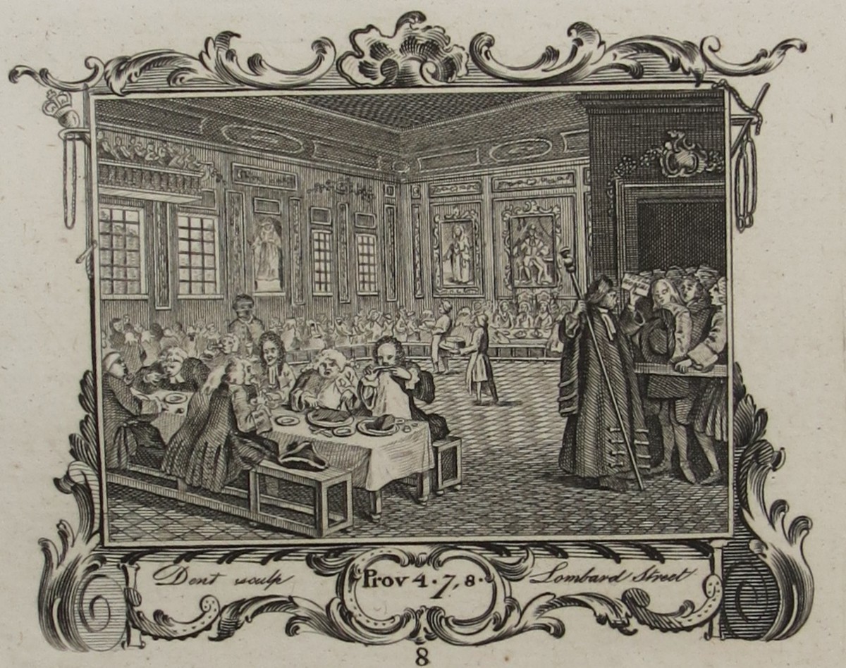 WILLIAM HOGARTH ANTIQUE 1791 COPPER PLATE ENGRAVING INDUSTRY & IDLENESS PLATE 8 THE INDUSTRIOUS 'PRENTICE GROWN RICH AND SHERIFF OF LONDON
