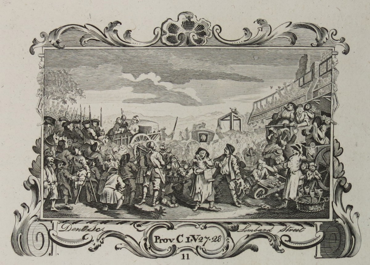 WILLIAM HOGARTH ANTIQUE 1791 COPPER PLATE ENGRAVING INDUSTRY & IDLENESS PLATE 11 THE IDLE 'PRENTICE EXECUTED AT TYBURN