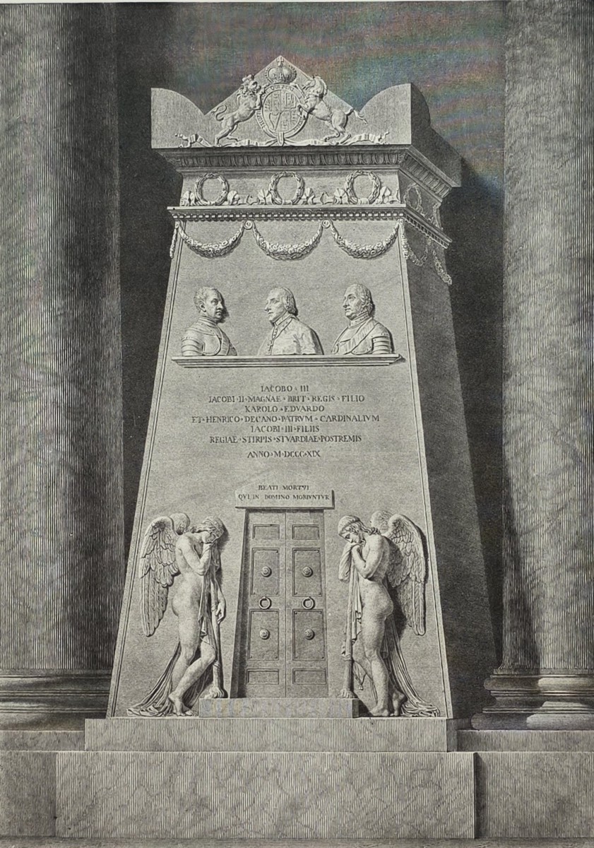 ANTIQUE ANTONIO CANOVA PRINT MONUMENT TO CARDINAL YORK NEOCLASSICAL