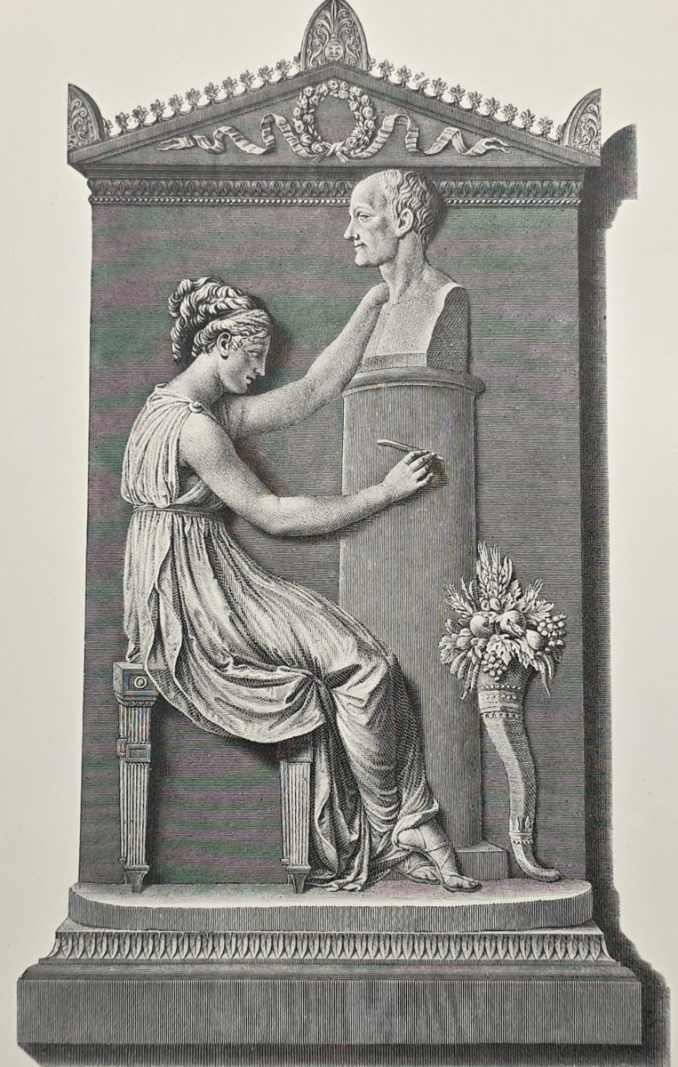 ANTIQUE ANTONIO CANOVA PRINT MONUMENT TO COUNT OTTAVIO TRENTO NEOCLASSICAL