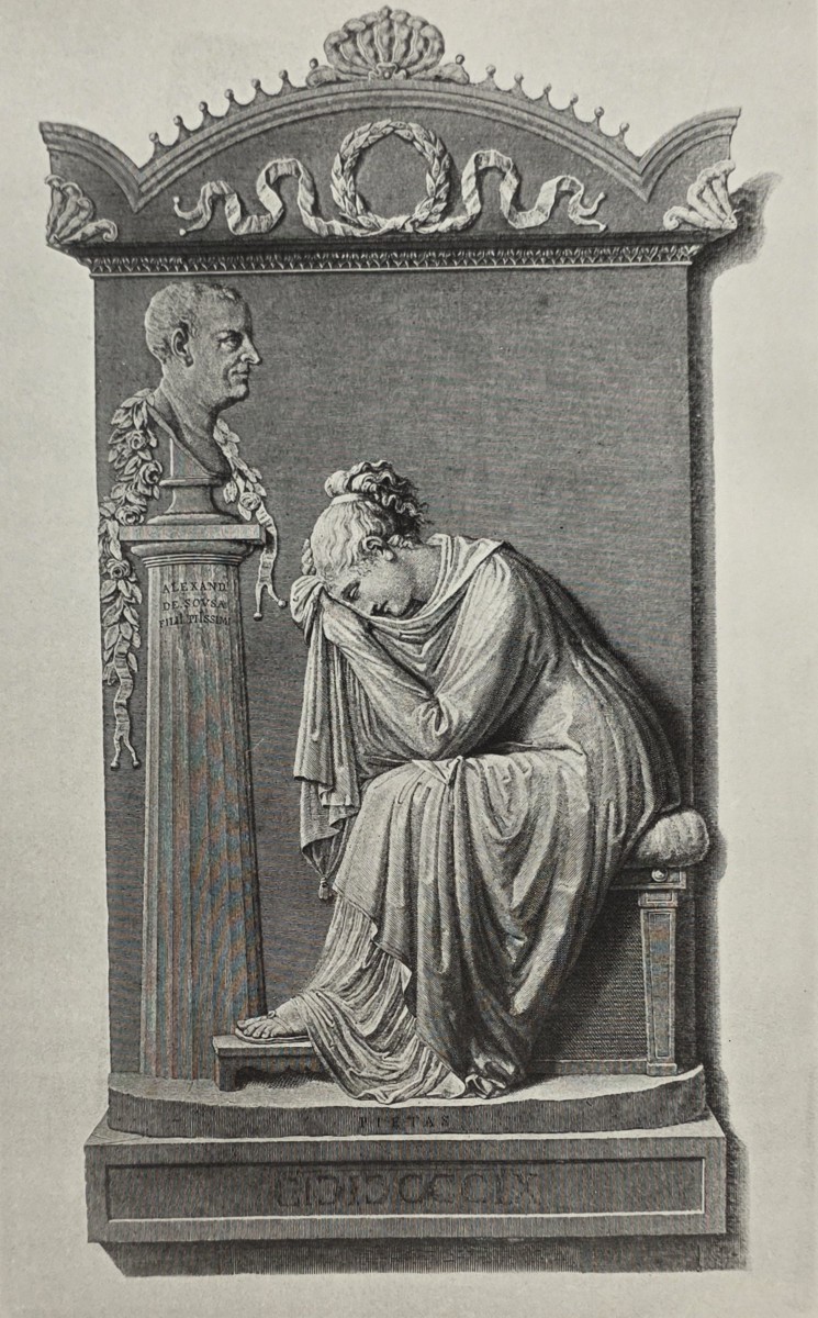ANTIQUE ANTONIO CANOVA PRINT MONUMENT TO THE COUNT DE SOUZA NEOCLASSICAL