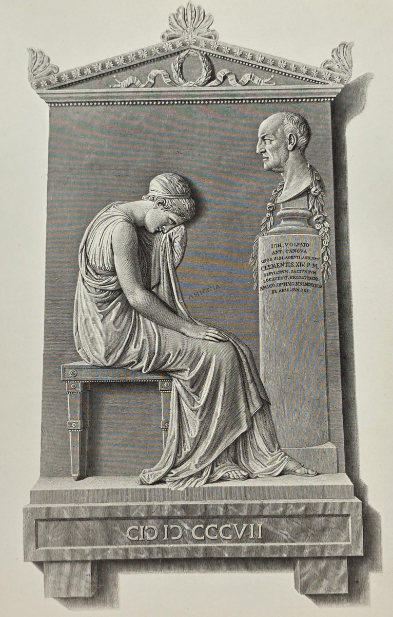 ANTIQUE ANTONIO CANOVA PRINT MONUMENT OF GIOVANNI VOLPATO NEOCLASSICAL