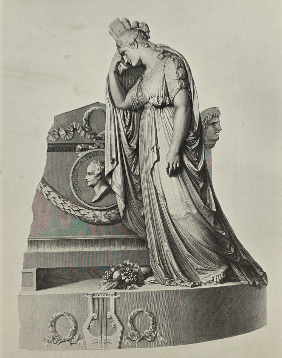 ANTIQUE ANTONIO CANOVA PRINT MONUMENT OF VITTORIO ALFIERI NEOCLASSICAL