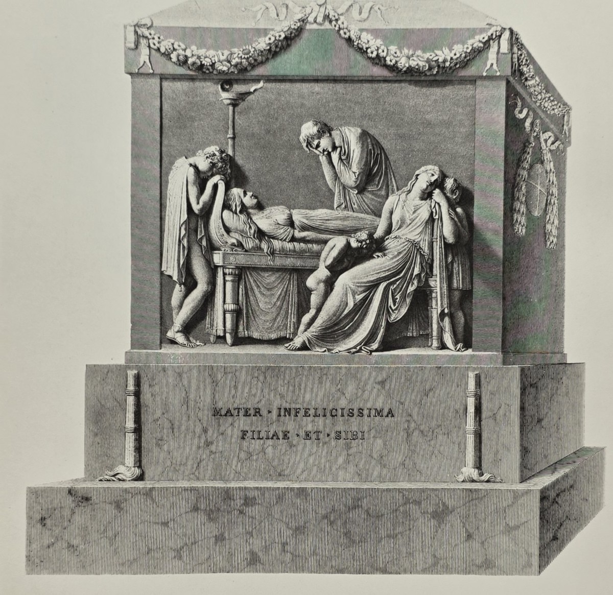 ANTIQUE ANTONIO CANOVA PRINT MONUMENT OF THE COUNTESS D'HARO NEOCLASSICAL