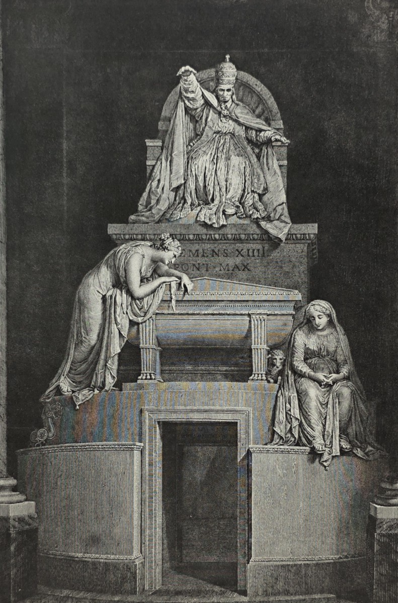 ANTIQUE ANTONIO CANOVA PRINT MONUMENT OF CLEMENT XIV NEOCLASSICAL