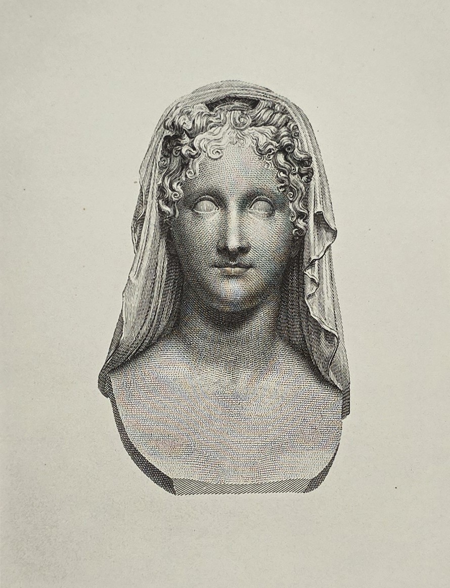 ANTIQUE ANTONIO CANOVA PRINT BUST OF BEATRICE PORTINARI NEOCLASSICAL