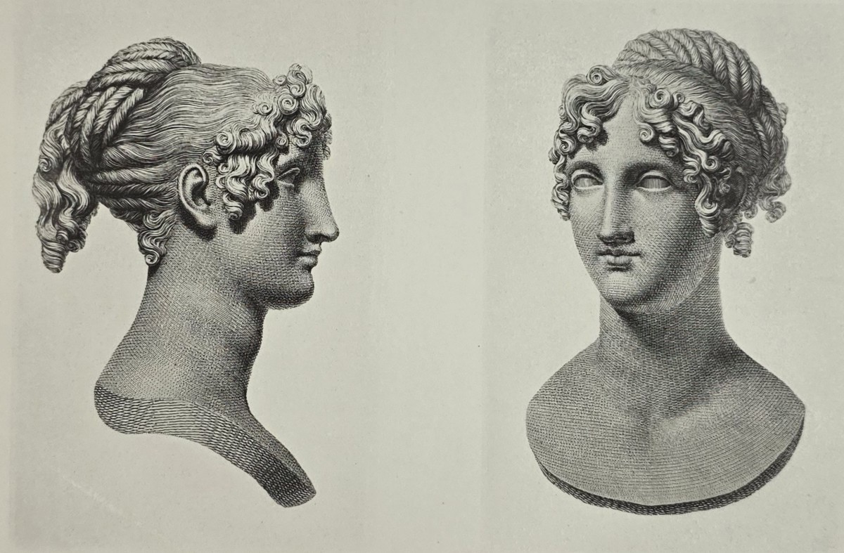 ANTIQUE ANTONIO CANOVA PRINT BUST IDEAL FEMALE HEAD NEOCLASSICAL