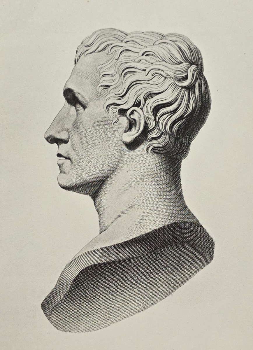 ANTIQUE ANTONIO CANOVA PRINT BUST OF HIMSELF NEOCLASSICAL