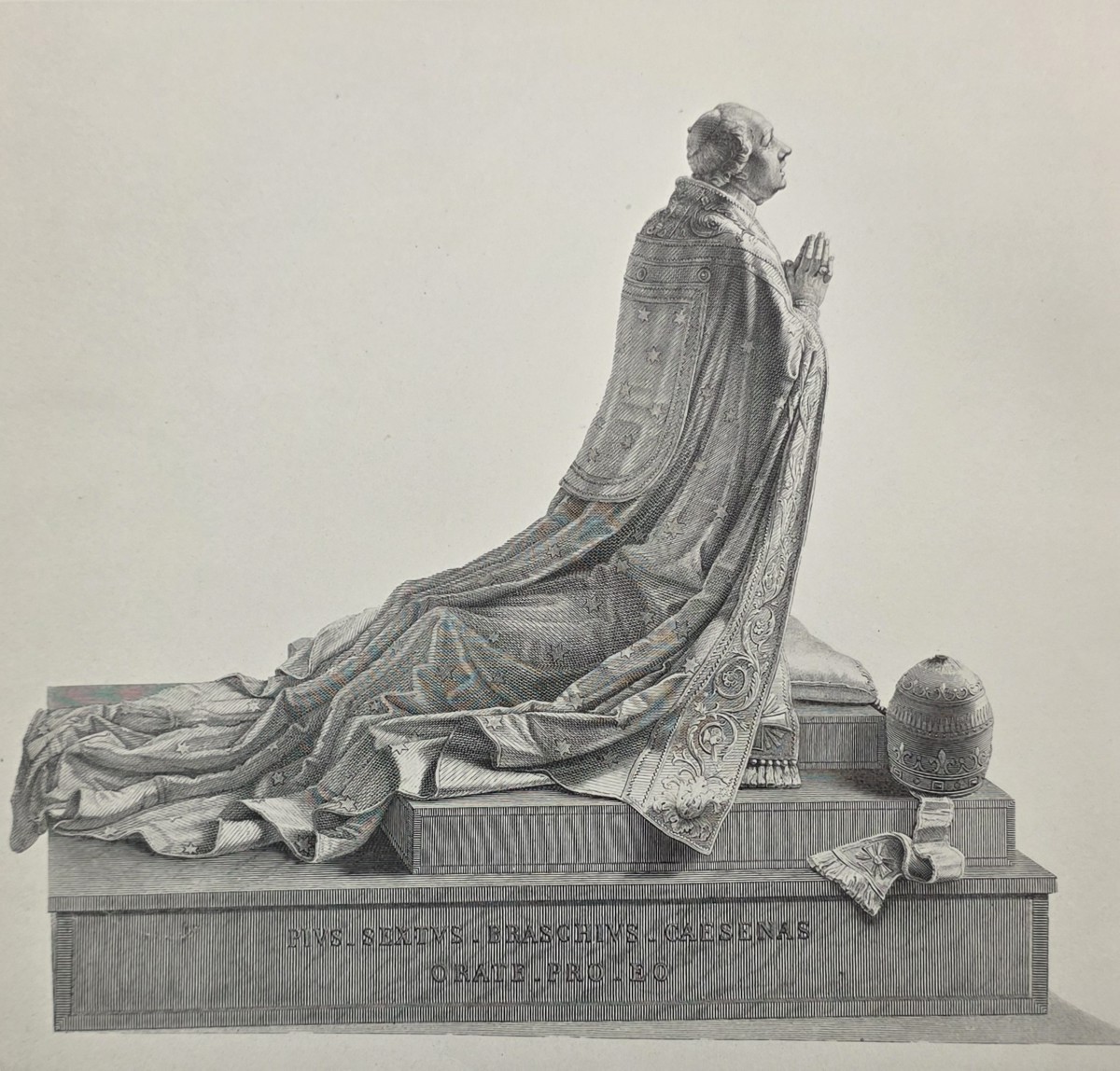 ANTIQUE ANTONIO CANOVA PRINT PIUS VI SCULPTURE NEOCLASSICAL