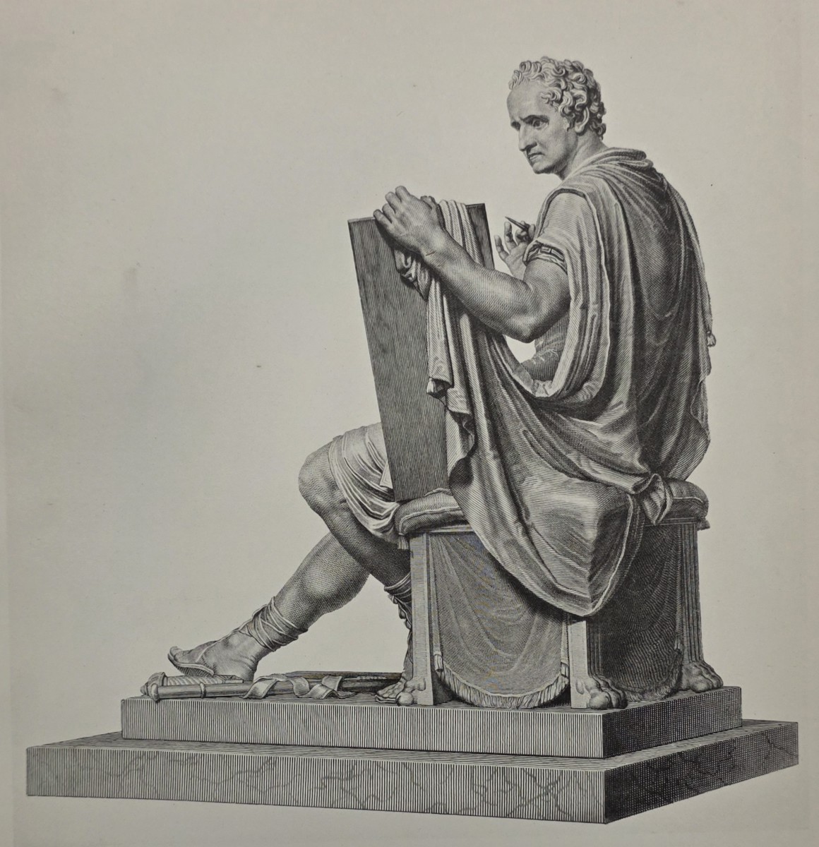 ANTIQUE ANTONIO CANOVA PRINT GEORGE WASHINGTON SCULPTURE NEOCLASSICAL
