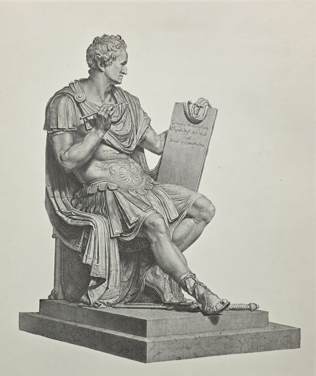 ANTIQUE ANTONIO CANOVA PRINT GEORGE WASHINGTON SCULPTURE NEOCLASSICAL