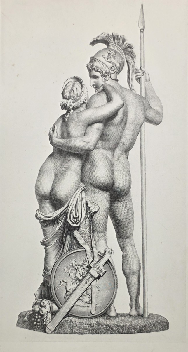 ANTIQUE ANTONIO CANOVA PRINT VENUS & MARS GODDESS & GOD SCULPTURE NEOCLASSICAL