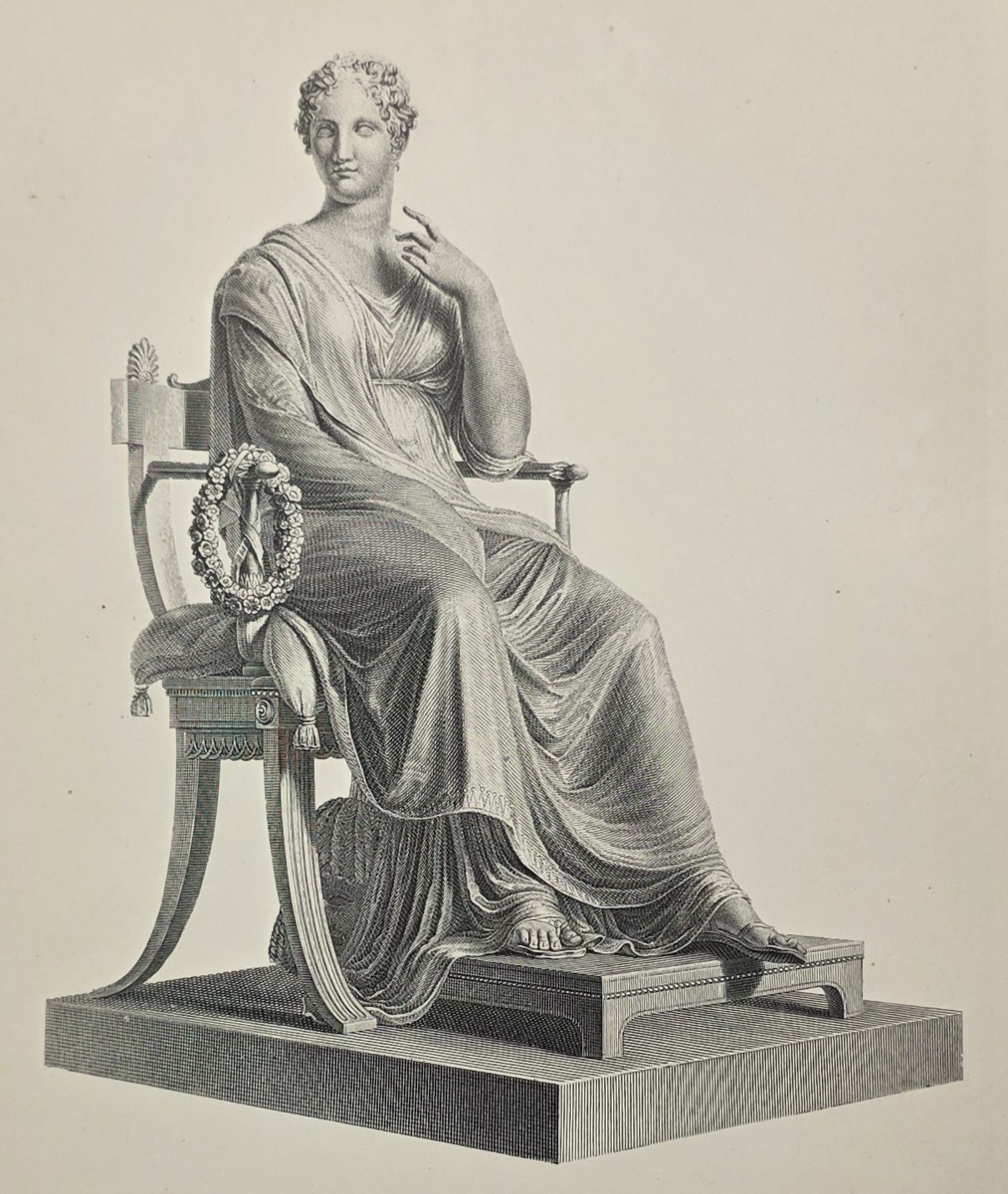 ANTIQUE ANTONIO CANOVA PRINT GREEK MUSE POLYMNIA SCULPTURE NEOCLASSICAL