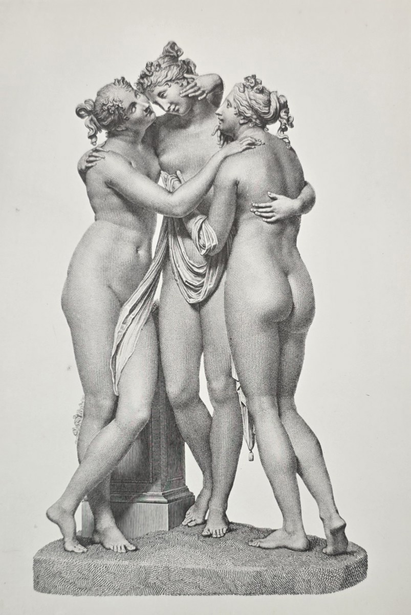 ANTIQUE ANTONIO CANOVA PRINT THE GRACES GREEK GODDESSES SCULPTURE NEOCLASSICAL