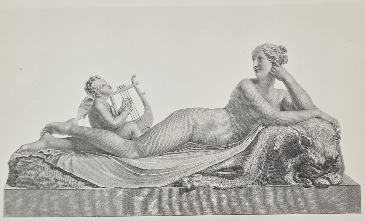 ANTIQUE ANTONIO CANOVA PRINT GREEK NYMPH SCULPTURE NEOCLASSICAL