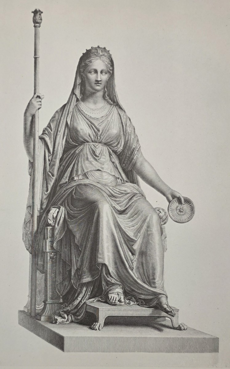 ANTIQUE ANTONIO CANOVA PRINT GREEK GODDESS CONCORDIA SCULPTURE NEOCLASSICAL