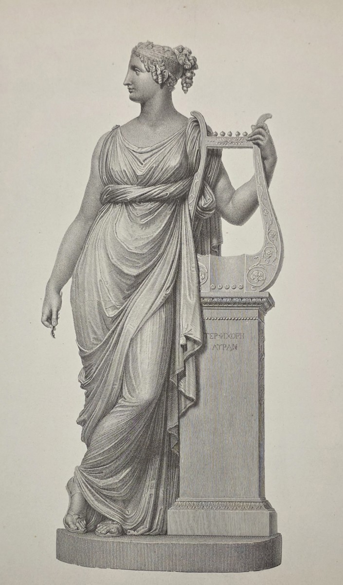 ANTIQUE ANTONIO CANOVA PRINT GREEK GODDESS TERPSICHORE SCULPTURE NEOCLASSICAL