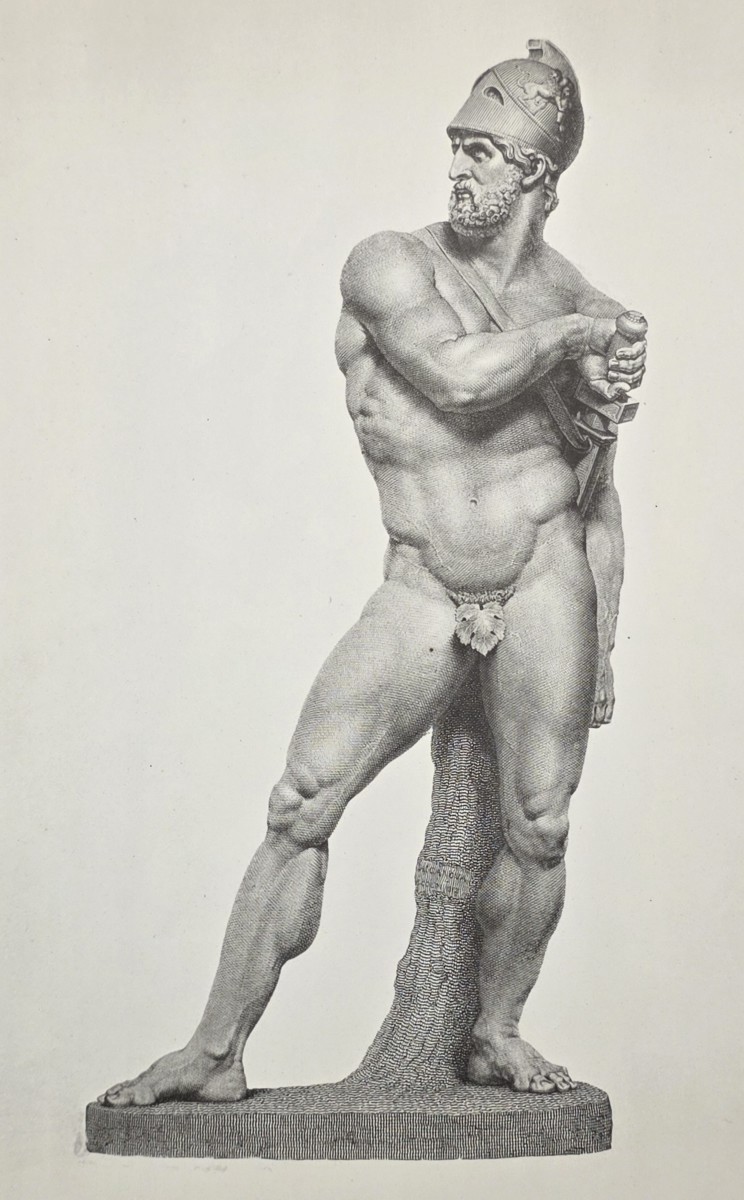 ANTIQUE ANTONIO CANOVA PRINT GREEK GOD AJAX SCULPTURE NEOCLASSICAL
