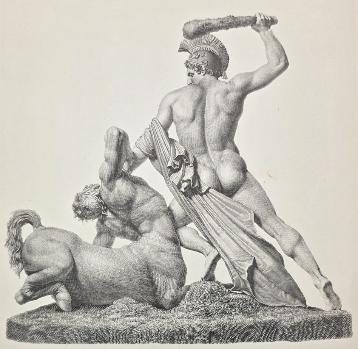 ANTIQUE ANTONIO CANOVA PRINT GREEK HERO THESEUS SLAYING A CENTAUR SCULPTURE NEOCLASSICAL