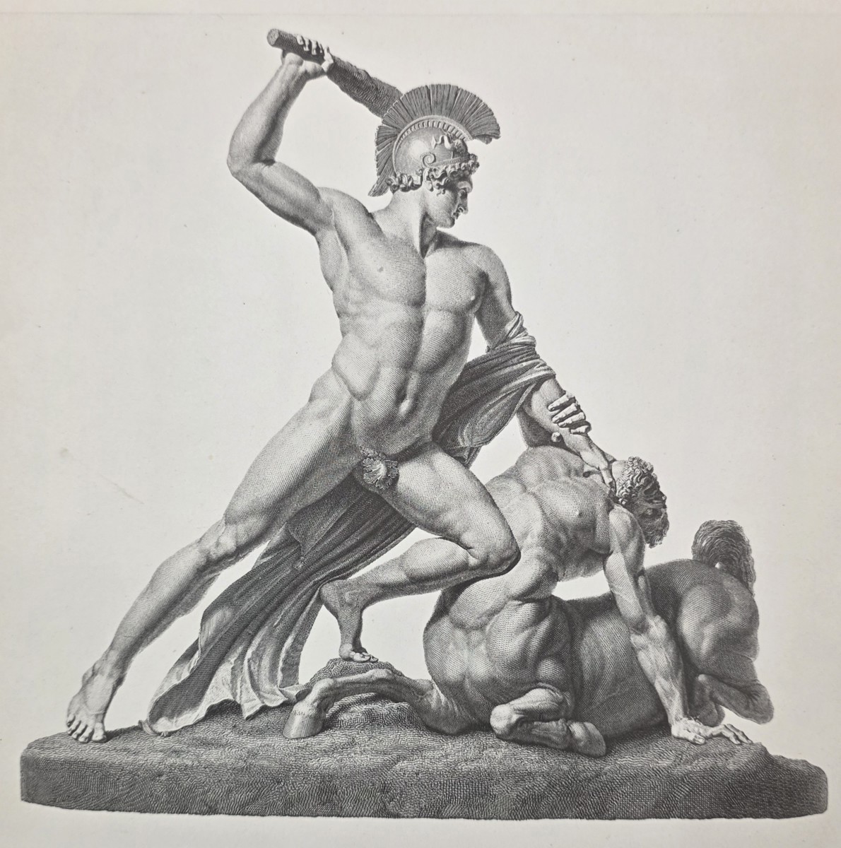ANTIQUE ANTONIO CANOVA PRINT GREEK HERO THESEUS SLAYING A CENTAUR SCULPTURE NEOCLASSICAL