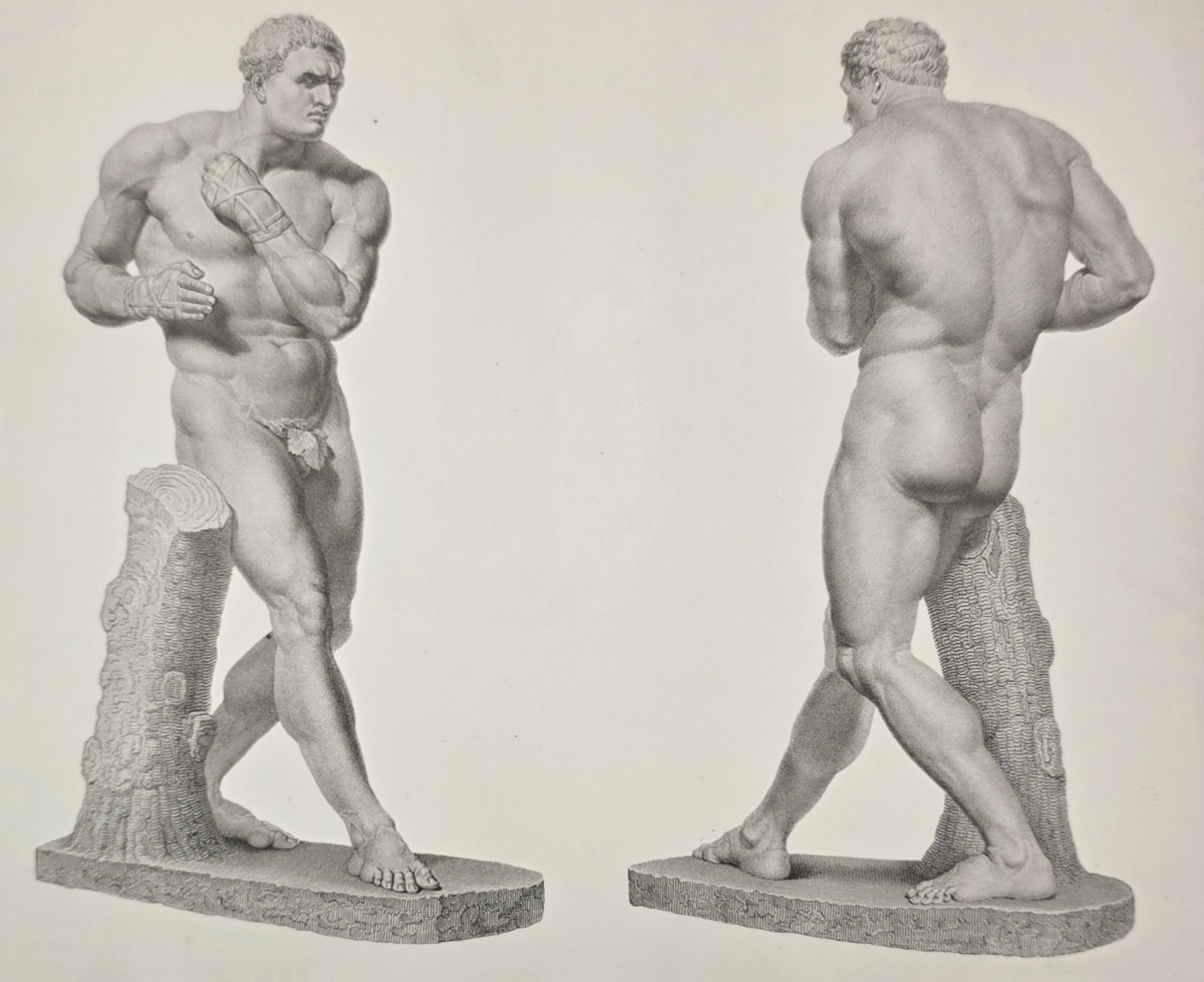 ANTIQUE ANTONIO CANOVA PRINT DAMOXENUS GREEK BOXER NEOCLASSICAL