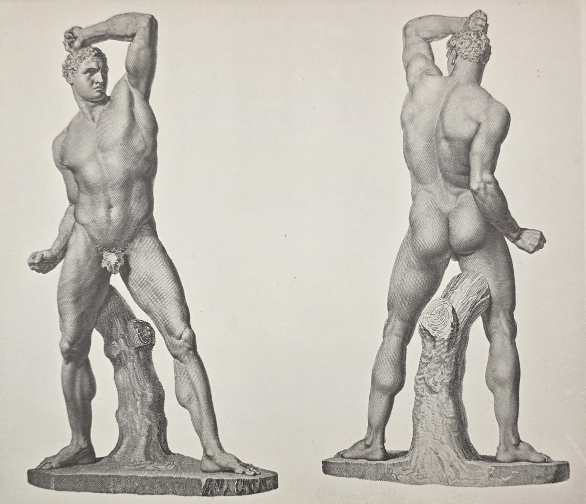 ANTIQUE ANTONIO CANOVA PRINT CREUGAS GREEK BOXER NEOCLASSICAL