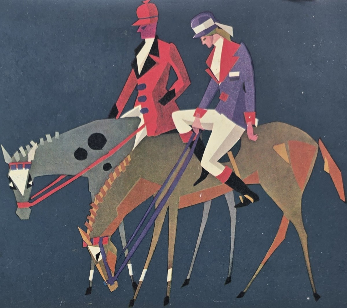 1920S-1930S ELCO EQUESTRIAN HORSE ART DECO PRINT