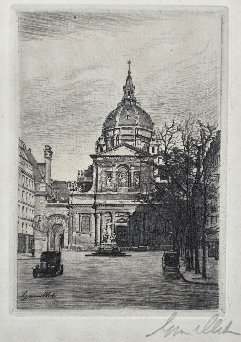 GEORGES GREMILLET ORIGINAL SIGNED ETCHING LA SORBONNE PARIS, FRANCE