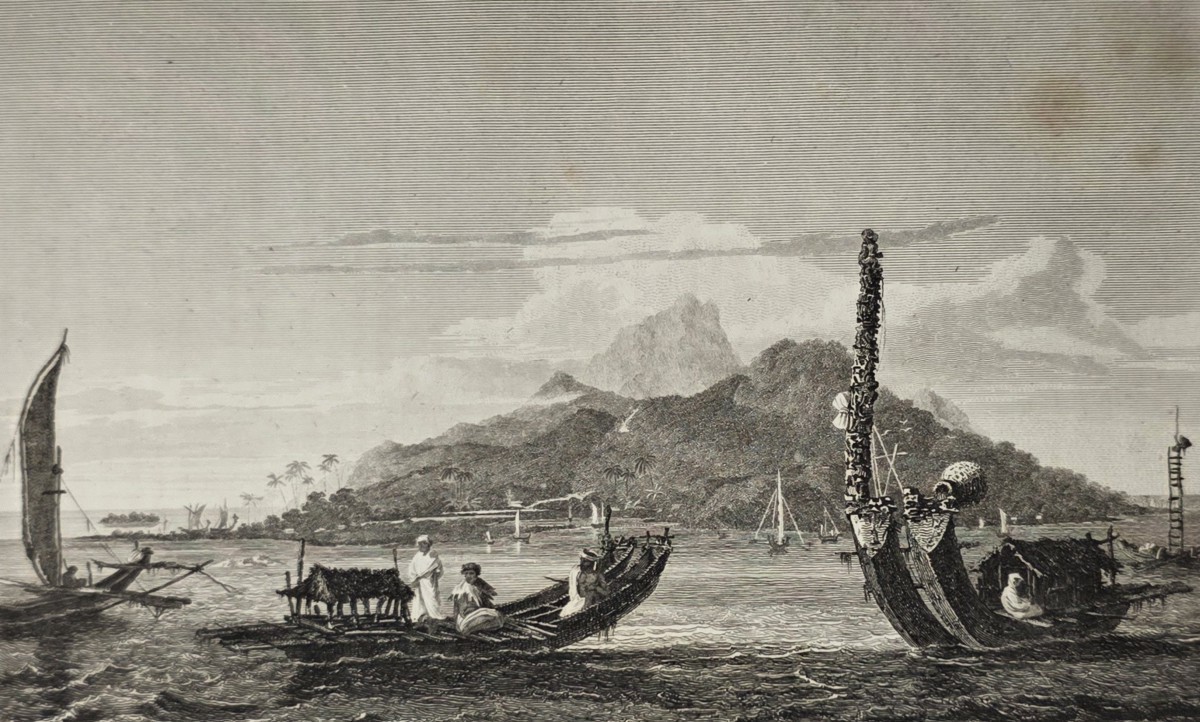 ANTIQUE 1812 ISLAND OF OTAHIETE (TAHITI) COPPER PLATE ENGRAVING AFTER WILLIAM HODGES