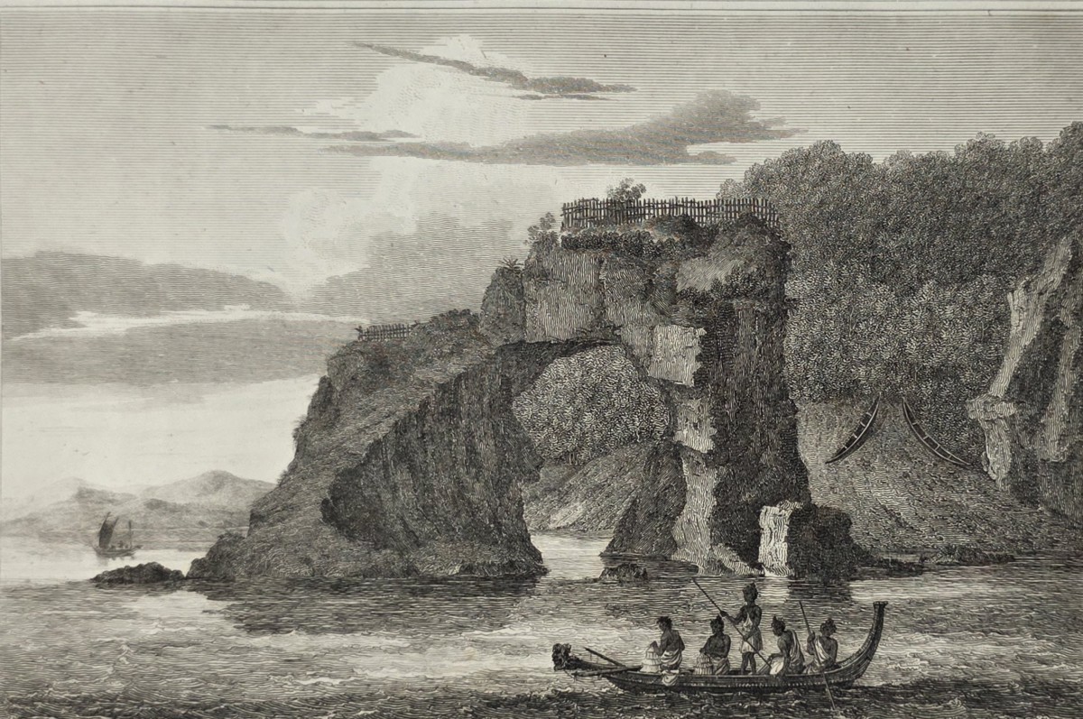 ANTIQUE 1812 FORTIFIED VILLAGE, HIPPAH AT TOLAGA, NEW ZEALAND COPPER PLATE ENGRAVING AFTER HERMAN DIEDRICH SPORING
