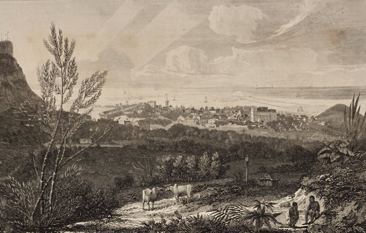 ANTIQUE 1812 VIEW OF PORT NAPOLEON COPPER PLATE ENGRAVING