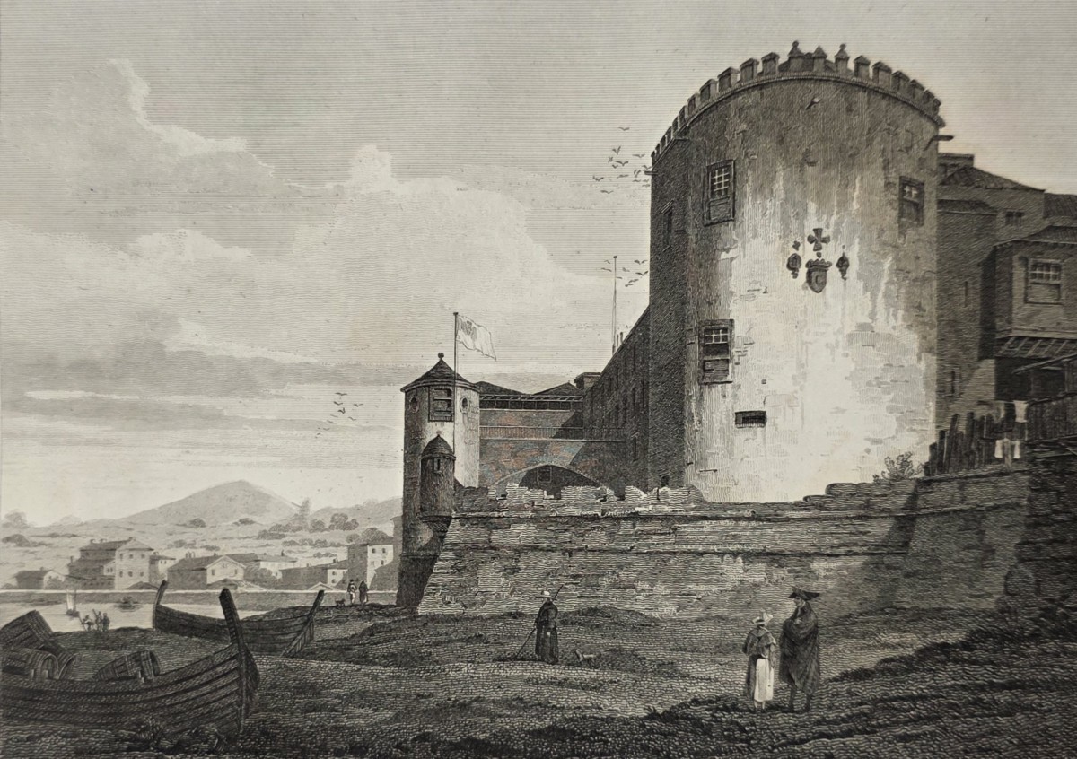 ANTIQUE 1813 THE GOVERNOR'S CASTLE MADEIRA COPPER PLATE ENGRAVING AFTER EDWARD HAWKE LOCKER