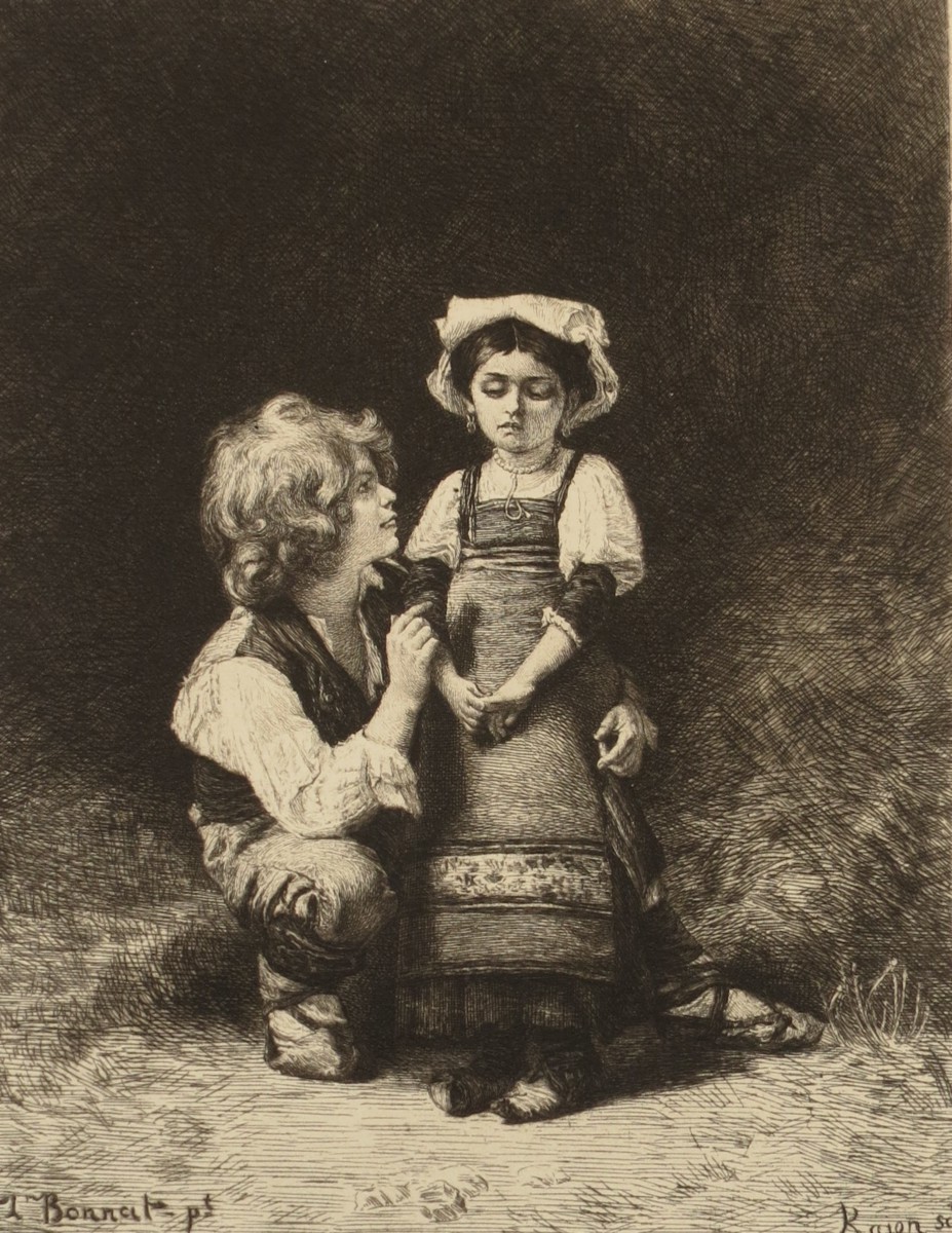ANTIQUE 1889 DON'T CRY BY PAUL ADOLPHE RAJON AFTER LEON BONNAT