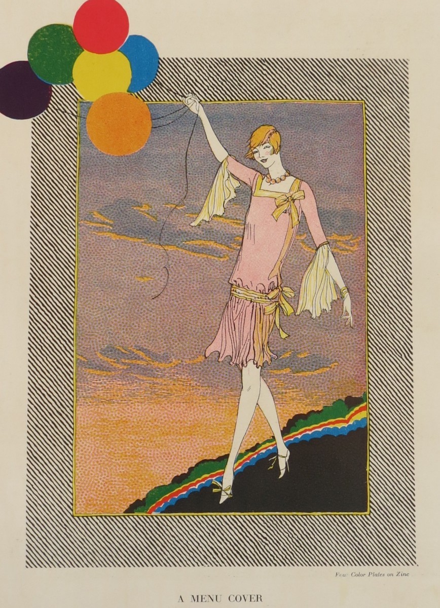 VINTAGE 1927 ART DECO FASHION BALLOONS PRINT