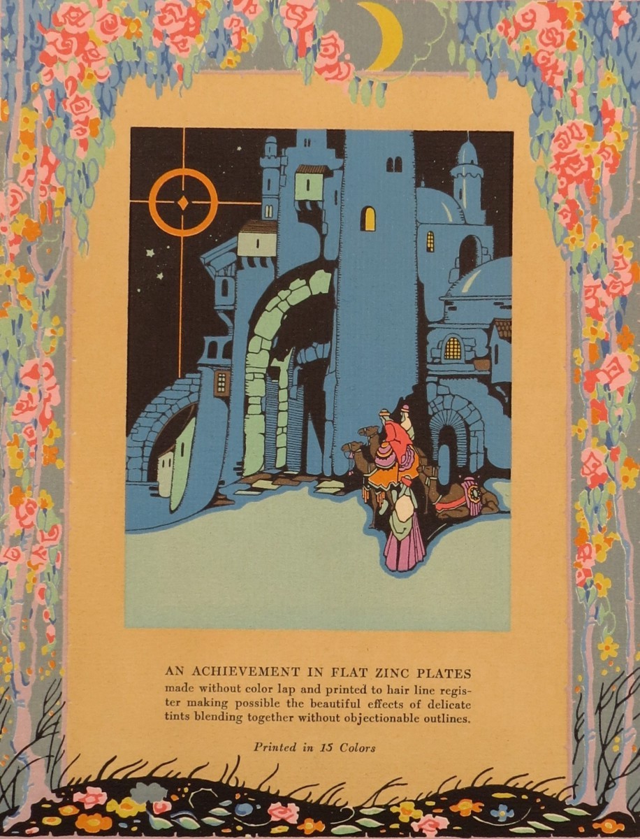 VINTAGE 1927 ART DECO THREE WISE MEN ARRIVING IN BETHLEHEM PRINT