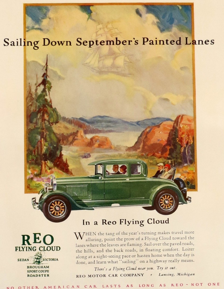 VINTAGE 1927 REO FLYING CLOUD AUTOMOBILE AD PRINT