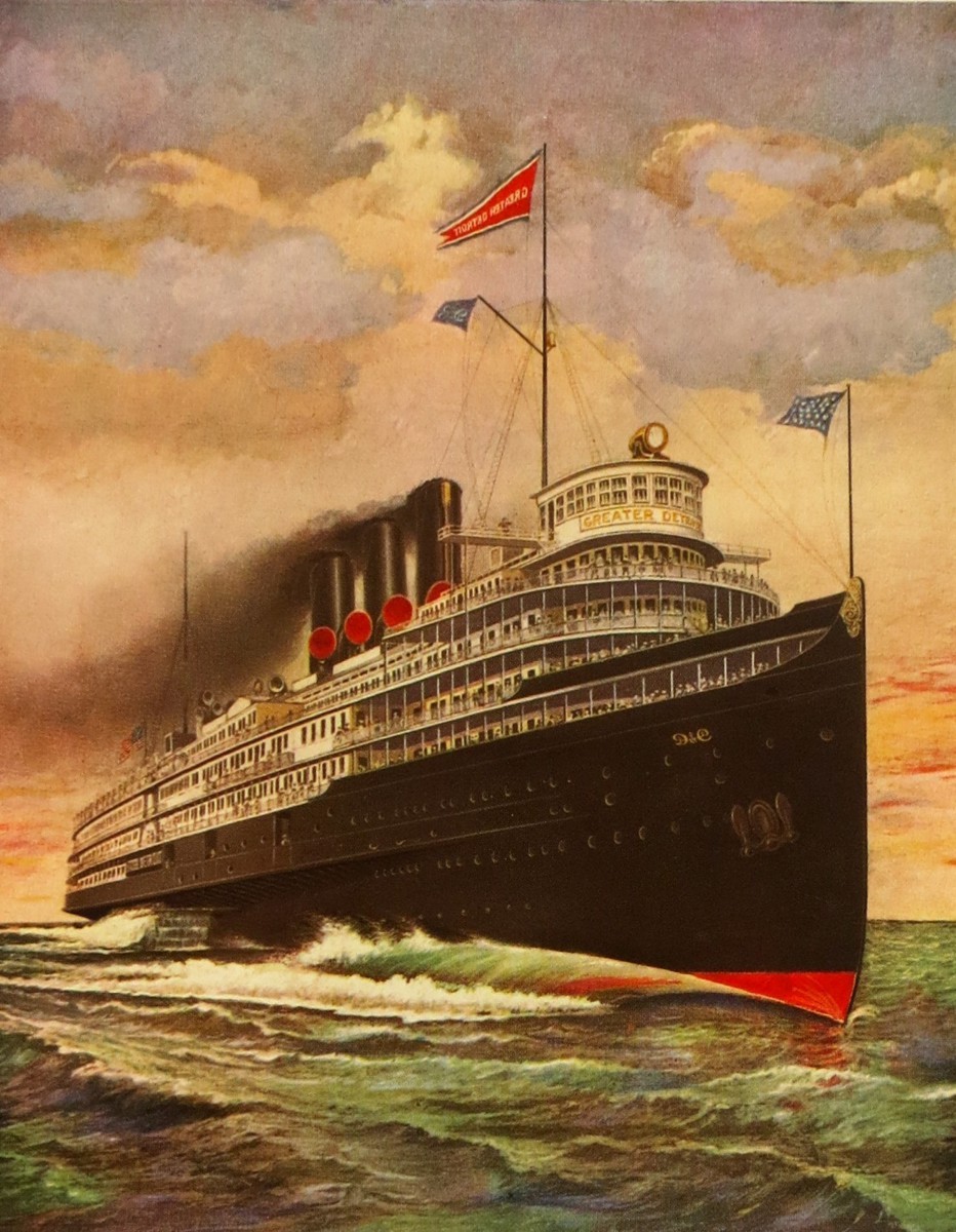 VINTAGE 1927 D & C LAKE LINES GREAT LAKES STEAMER AD PRINT